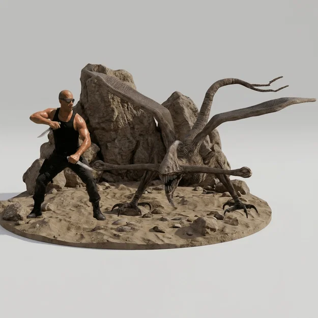 Mô hình 3D Riddick & Bioraptor - Tái hiện trận chiến Pitch Black - Image 1