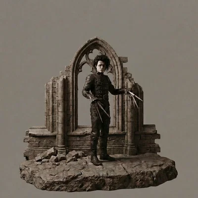 Mô hình 3D Edward Scissorhands (1990) - Tùy chọn đế tròn và nhà thờ