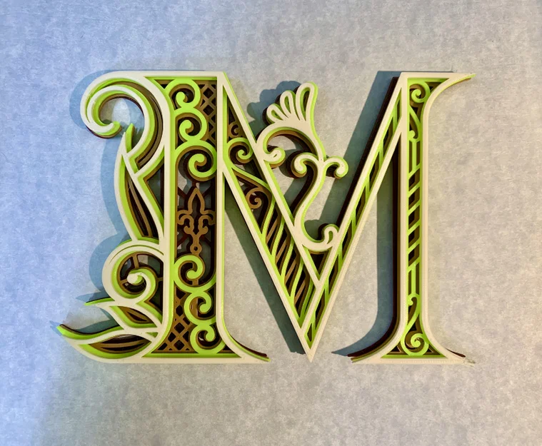 Chữ M Lồng Trang Trí (Ornate Letter M Monogram) - Image 1