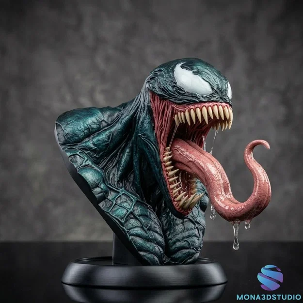 Tượng bán thân Venom - Tượng Marvel - File STL 3D có sẵn support - Image 1