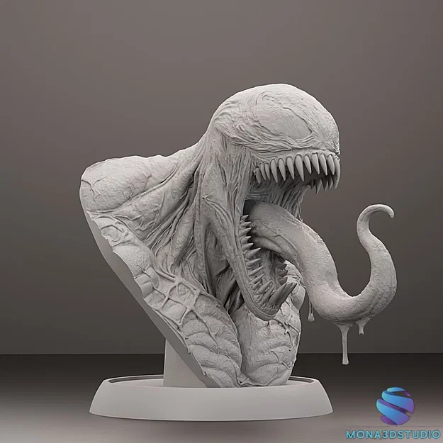 Tượng bán thân Venom - Tượng Marvel - File STL 3D có sẵn support - Image 5