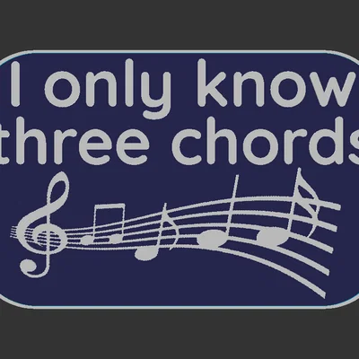 Bảng hiệu "Only Know Three Chords" (Chỉ biết 3 hợp âm)