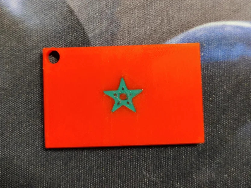 Móc khóa hình lá cờ Morocco in 3D độc đáo - Image 1