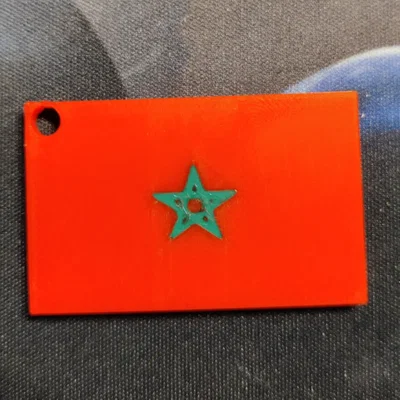 Móc khóa hình lá cờ Morocco in 3D độc đáo
