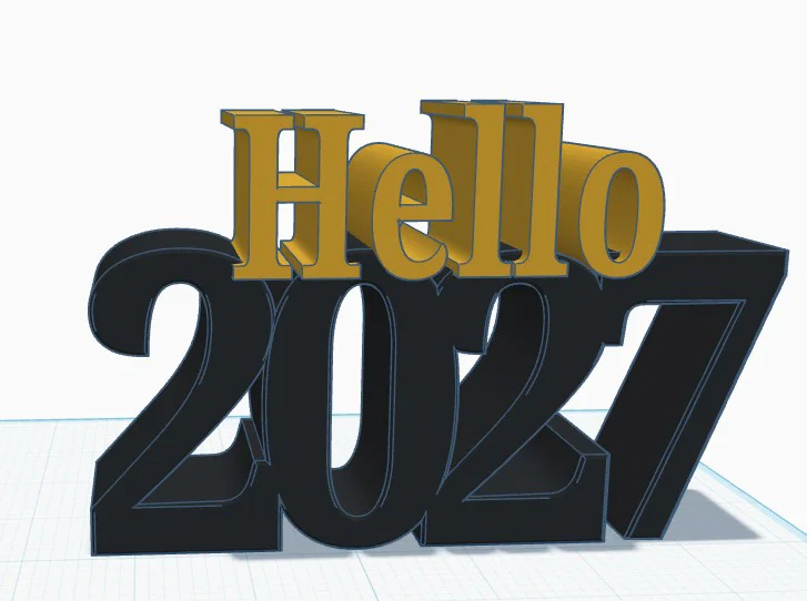 Mô hình trang trí bàn Hello 2027 - Phụ kiện 3D cho đêm giao thừa - Image 1