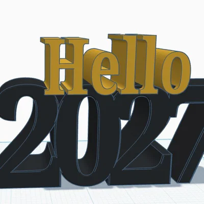 Mô hình trang trí bàn Hello 2027 - Phụ kiện 3D cho đêm giao thừa