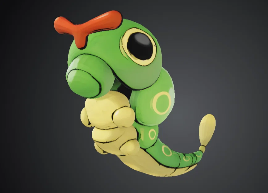 Mô hình 3D Caterpie Pokémon - Thiết kế chi tiết cho fan sưu tầm - Image 1