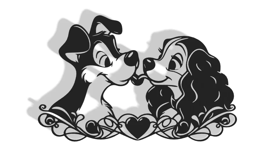Mô hình treo tường trang trí Lady and the Tramp (Disney Decor) - Image 1