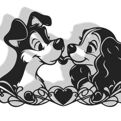Mô hình treo tường trang trí Lady and the Tramp (Disney Decor)