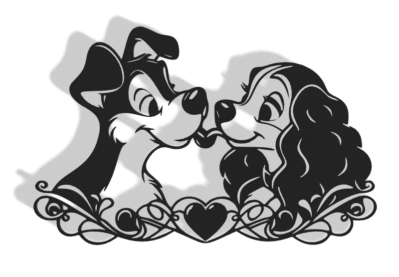 Mô hình treo tường trang trí Lady and the Tramp (Disney Decor)