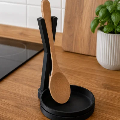 Giá đỡ vá gỗ (Wooden Spoon Holder) thiết kế thông minh cho nhà bếp