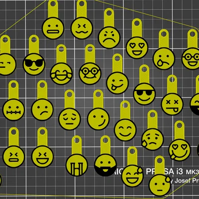 50 Móc khóa đồng xu xe đẩy Emoji | In 2 màu không cần MMU/AMS | File STL 3D
