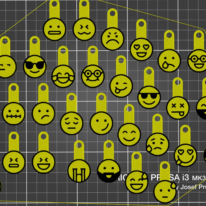 50 Móc khóa đồng xu xe đẩy Emoji | In 2 màu không cần MMU/AMS | File STL 3D