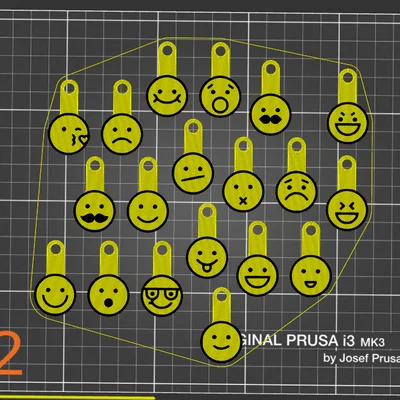 50 Móc khóa đồng xu xe đẩy Emoji | In 2 màu không cần MMU/AMS | File STL 3D