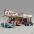 Mô hình 3D Trạm xăng cổ điển thập niên 50 (Wally's Service Station) - Thumbnail 1