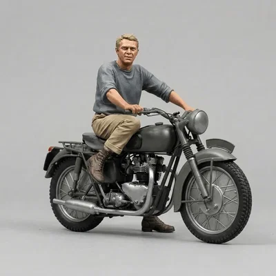 Mô hình 3D Steve McQueen cùng xe Triumph TR6 phim The Great Escape