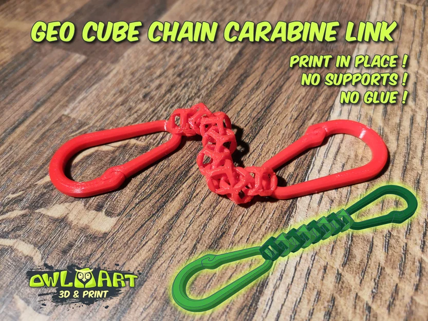 Mắt xích khối hình học có móc khóa Carabiner (In liền khối) - Image 1