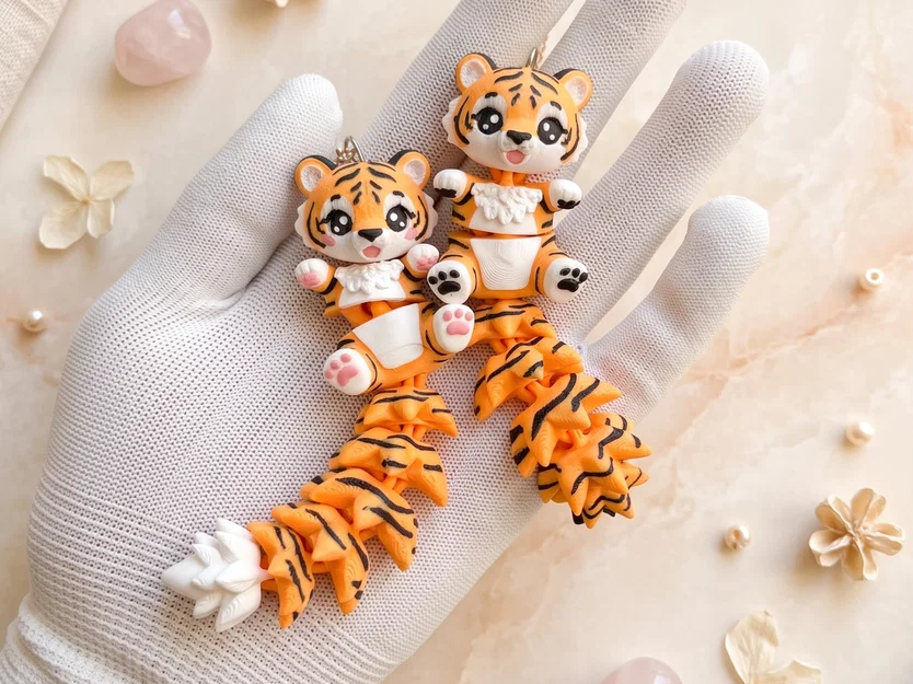 Hổ Con Flexi Siêu Dễ Thương - Đồ Chơi Khớp Nối, Móc Khóa và Nam Châm - Image 1