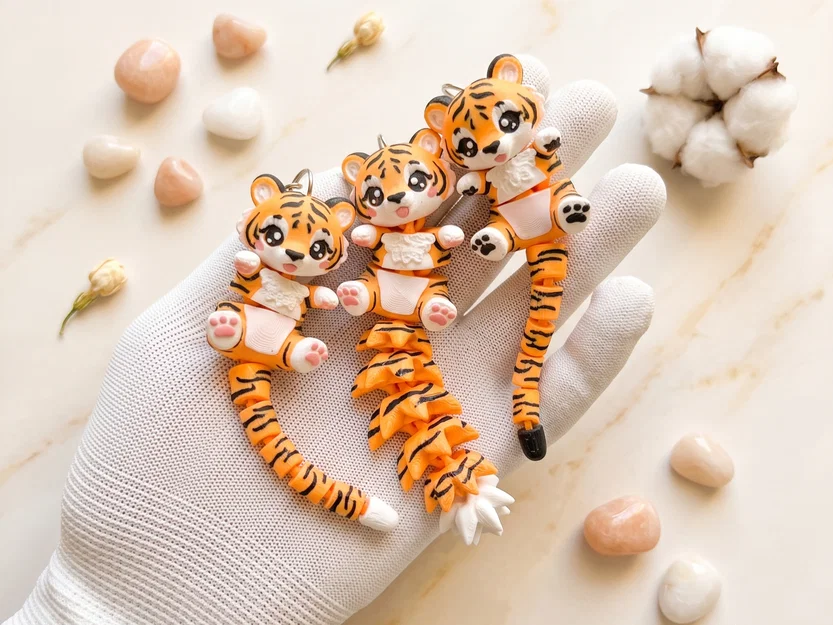 Hổ Con Flexi Siêu Dễ Thương - Đồ Chơi Khớp Nối, Móc Khóa và Nam Châm - Image 5