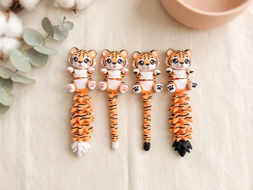 Hổ Con Flexi Siêu Dễ Thương - Đồ Chơi Khớp Nối, Móc Khóa và Nam Châm - Image 7