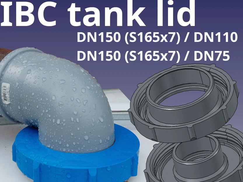 Bộ chuyển đổi nắp thùng IBC DN150 (S165x7) sang ống DN110 / DN75 - Image 1