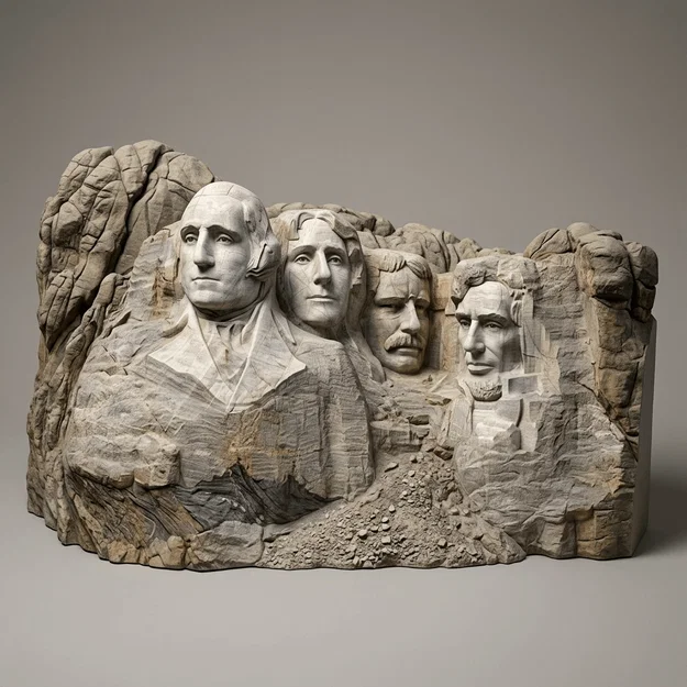 Mô hình 3D Đài tưởng niệm Mount Rushmore chi tiết sắc nét - Image 1