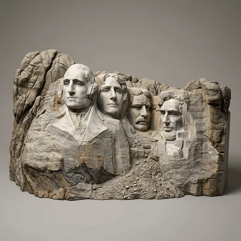 Mô hình 3D Đài tưởng niệm Mount Rushmore chi tiết sắc nét
