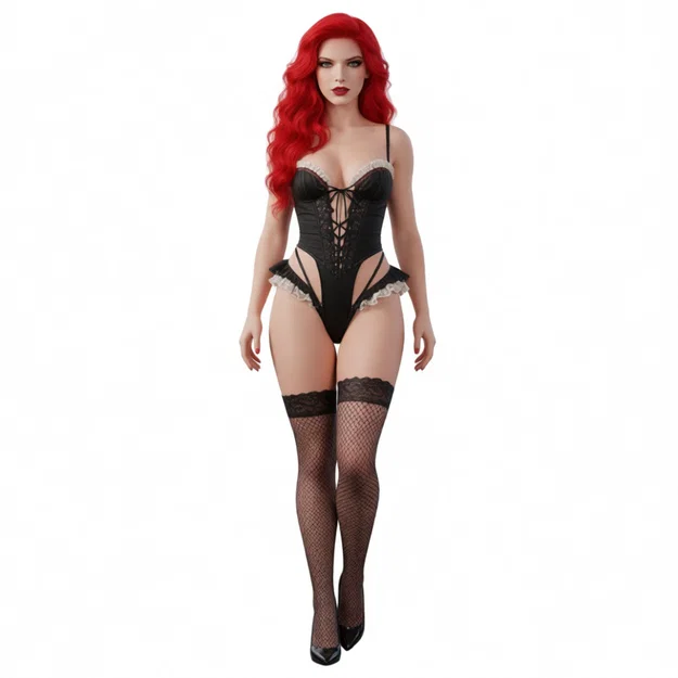 Mô hình 3D Pinup Art - Tượng nàng tóc đỏ quyến rũ để bàn - Image 1