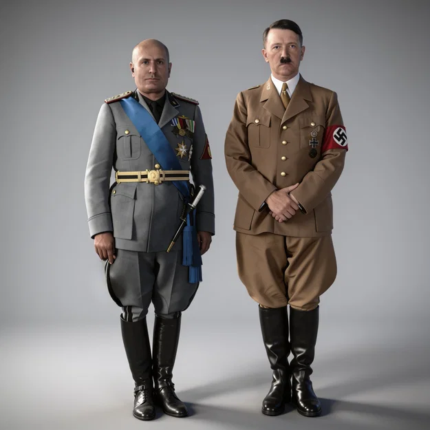 Mô hình 3D nhân vật lịch sử Benito Mussolini và Adolf Hitler - Image 1