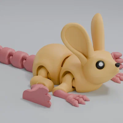 Jerboa - Mô hình động vật có khớp nối làm móc khóa | In nguyên khối | Không cần support