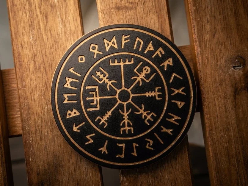 Đế lót ly rune Viking Vegvisir kèm khay đựng (không cần supports, không cần MMU/AMS) - Image 1