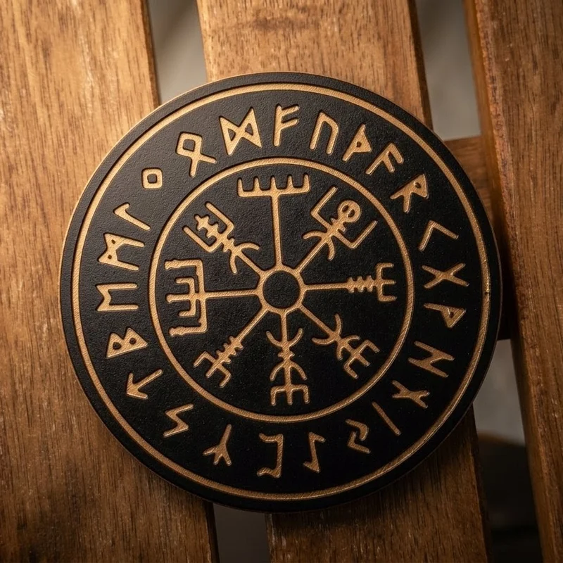 Đế lót ly rune Viking Vegvisir kèm khay đựng (không cần supports, không cần MMU/AMS)