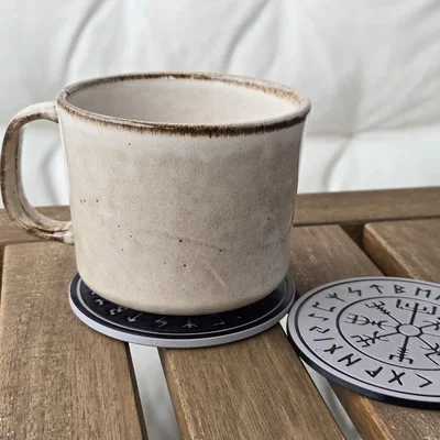 Đế lót ly rune Viking Vegvisir kèm khay đựng (không cần supports, không cần MMU/AMS)