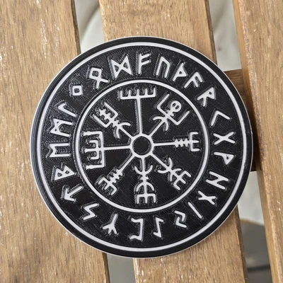 Đế lót ly rune Viking Vegvisir kèm khay đựng (không cần supports, không cần MMU/AMS)