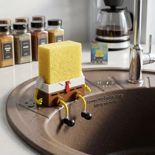 Giá đựng miếng bọt biển rửa chén hình SpongeBob độc đáo - Image 1
