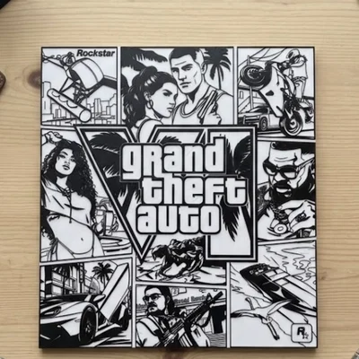 Tranh treo tường 2D GTA 6 - In hai màu với lệnh tạm dừng
